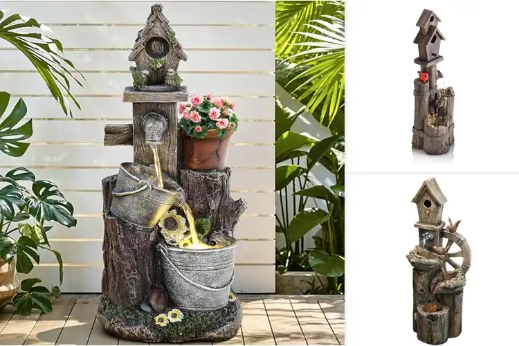 Detailed view of Best Patio Birdhouse Fountains